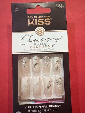 Kiss CLASSY PREMIUM LONG NAILS Rhinestones Glitter Sparkles #86587 NEW SEALED
